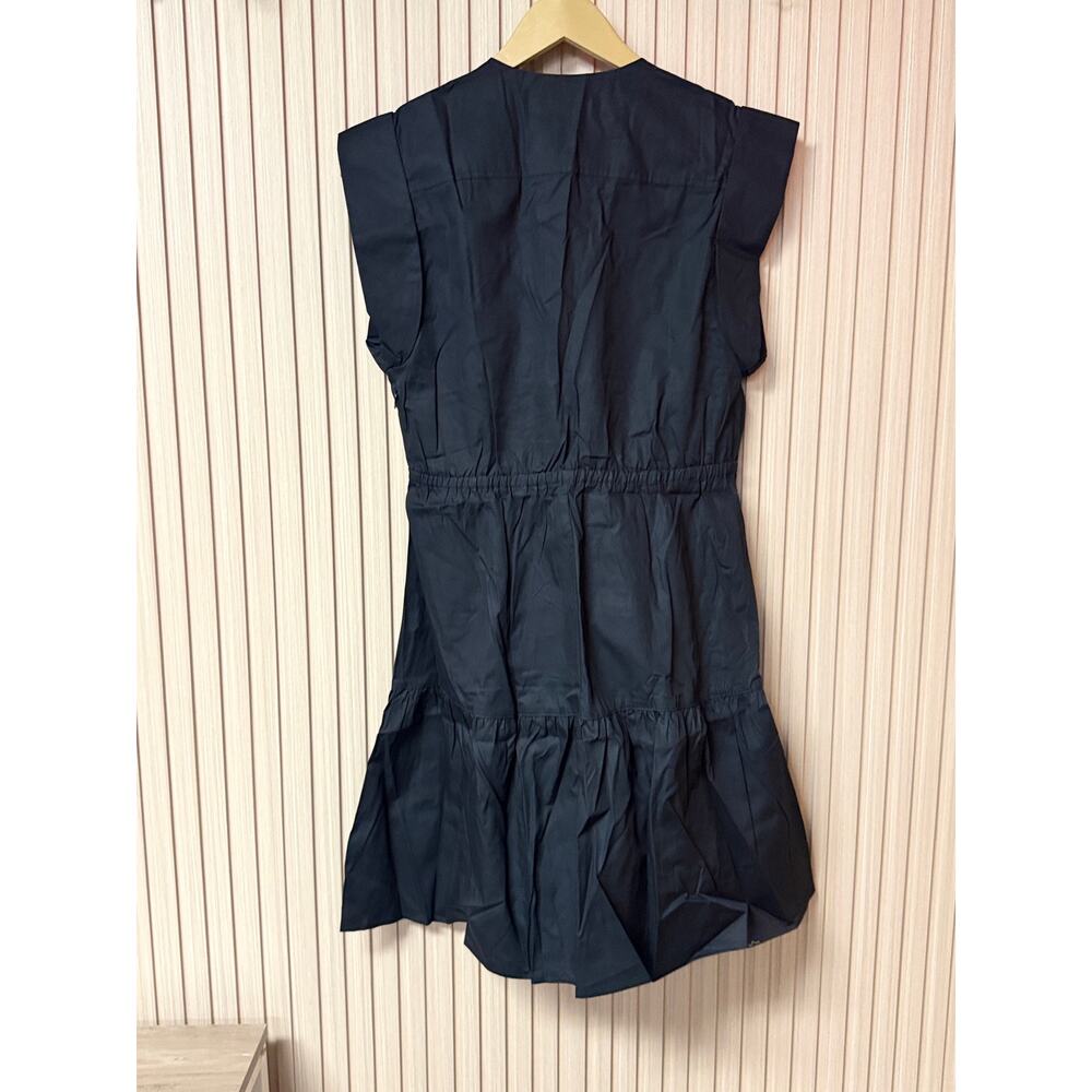 Steve Madden Twist Front Tiered Mini Dress Black Cotton Babydoll Size M - Picture 10 of 10